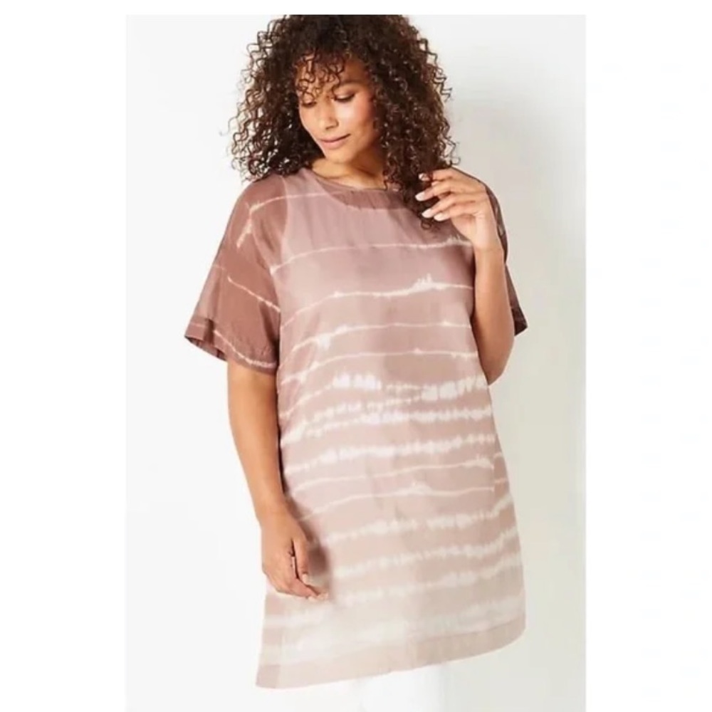 Purejill | Silk Cotton Blend Fawn Ombré Longline Tunic Size Small Tall